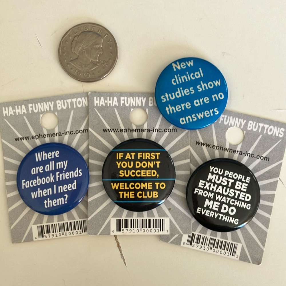 4 funny vintage pins